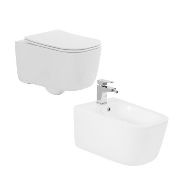 Sanitari sospesi wc e bidet con sedile soft close BUBBLE