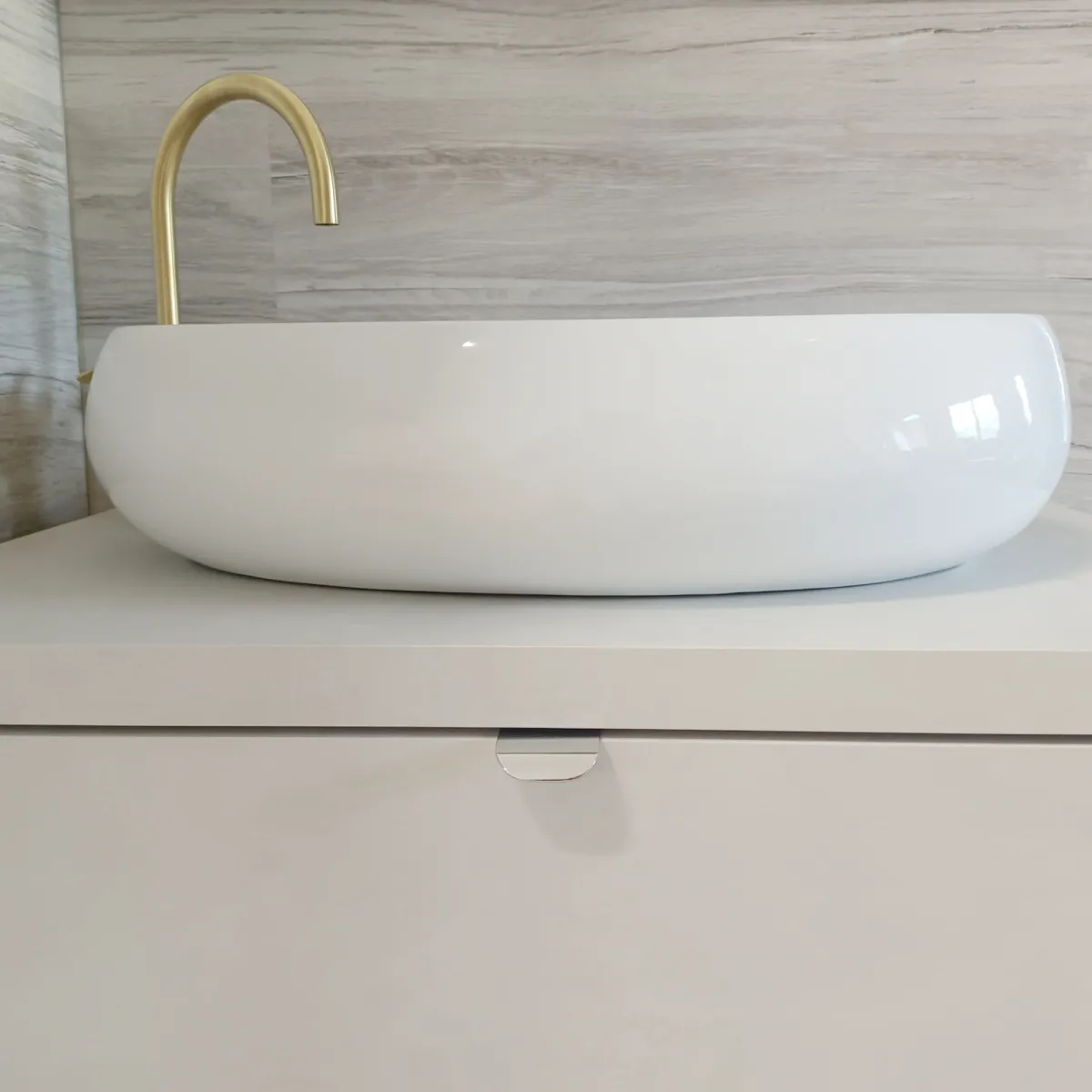 Lavabo da appoggio in cercamica bianco lucido OSCAR 60x40