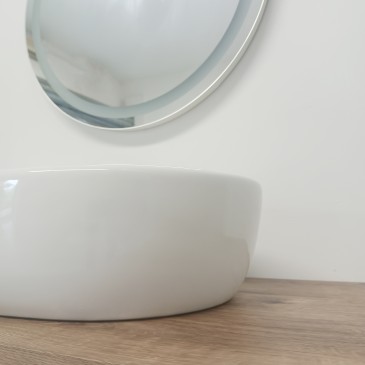 Lavabo de comptoir GIO 48,5 x 35 H14 en céramique blanche brillante
