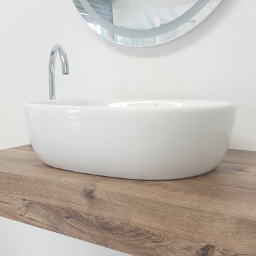Lavabo de comptoir GIO 48,5 x 35 H14 en céramique blanche brillante