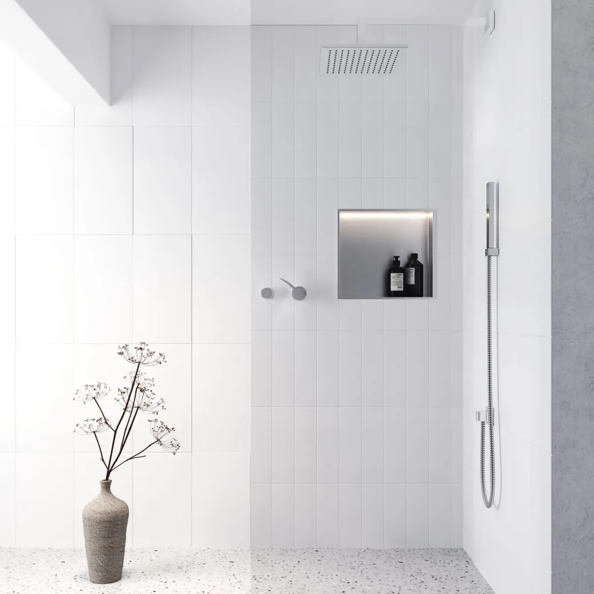 Niche murale 60x30 en acier brossé, douche GLAMOUR