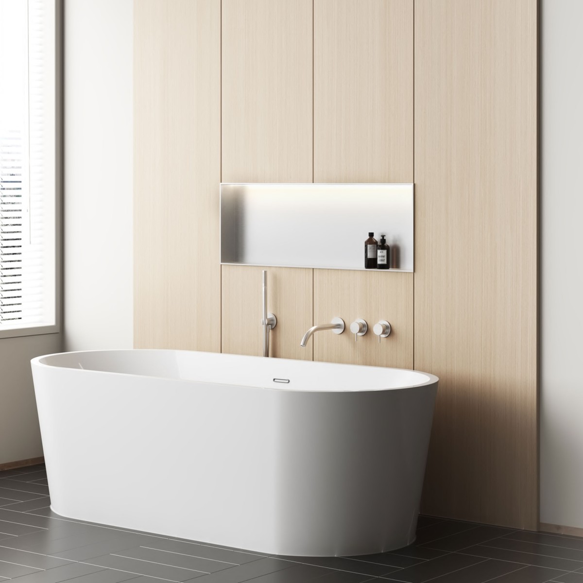 Niche murale 60x30 en acier brossé, douche GLAMOUR