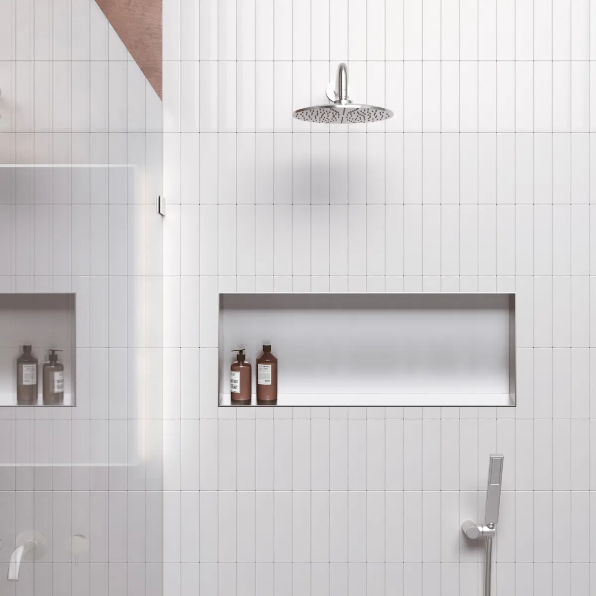 60x30 Wandnische aus gebürstetem Stahl, GLAMOUR Dusche