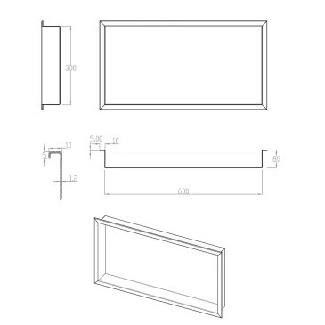 Niche murale 60x30 en douche GLAMOUR en acier brossé