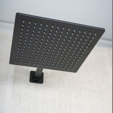 Schwarzes Duschset, 5-teilig: 25x25 cm Duschkopf, Wasseranschluss, Duscharmflex und METAFORM Handbrause