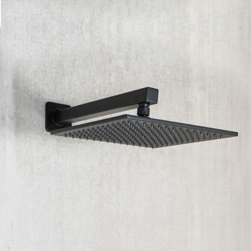 Schwarzes Duschset, 5-teilig: 25x25 cm Duschkopf, Wasseranschluss, Duscharmflex und METAFORM Handbrause