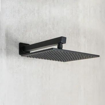 Schwarzes Duschset, 5-teilig: 25x25 cm Duschkopf, Wasseranschluss, Duscharmflex und METAFORM Handbrause