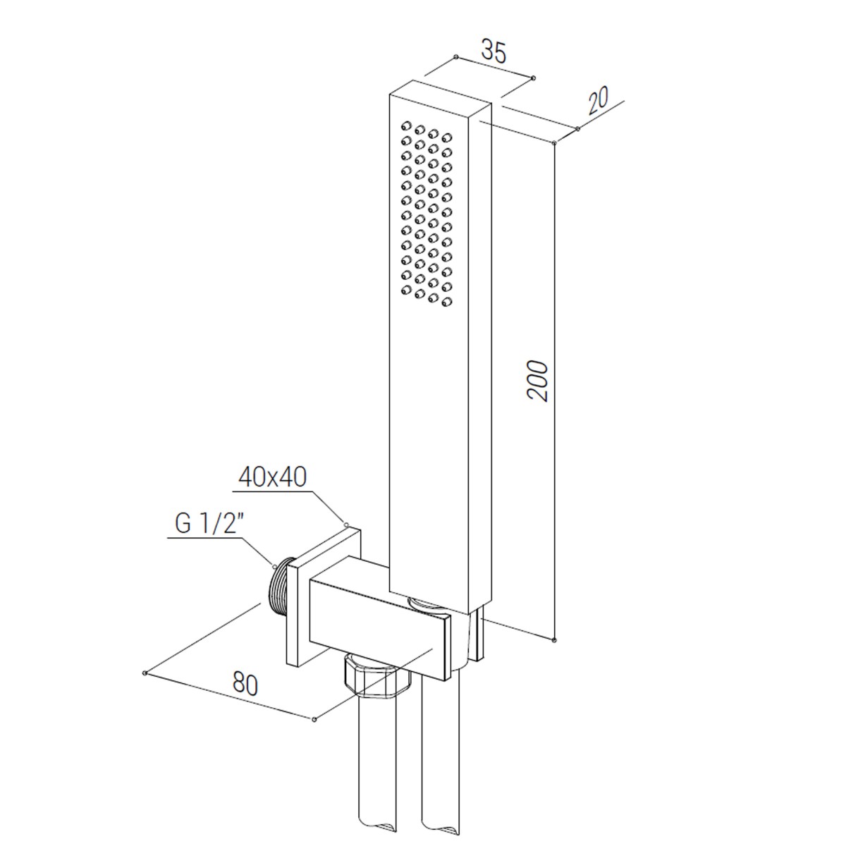 Pommeau de douche carré METAFORM avec raccord d'eau en...
