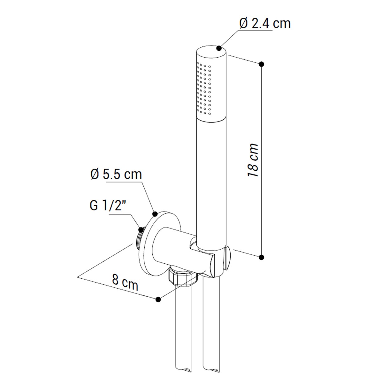 Pommeau de douche rond METAFORM avec raccord d'eau en...