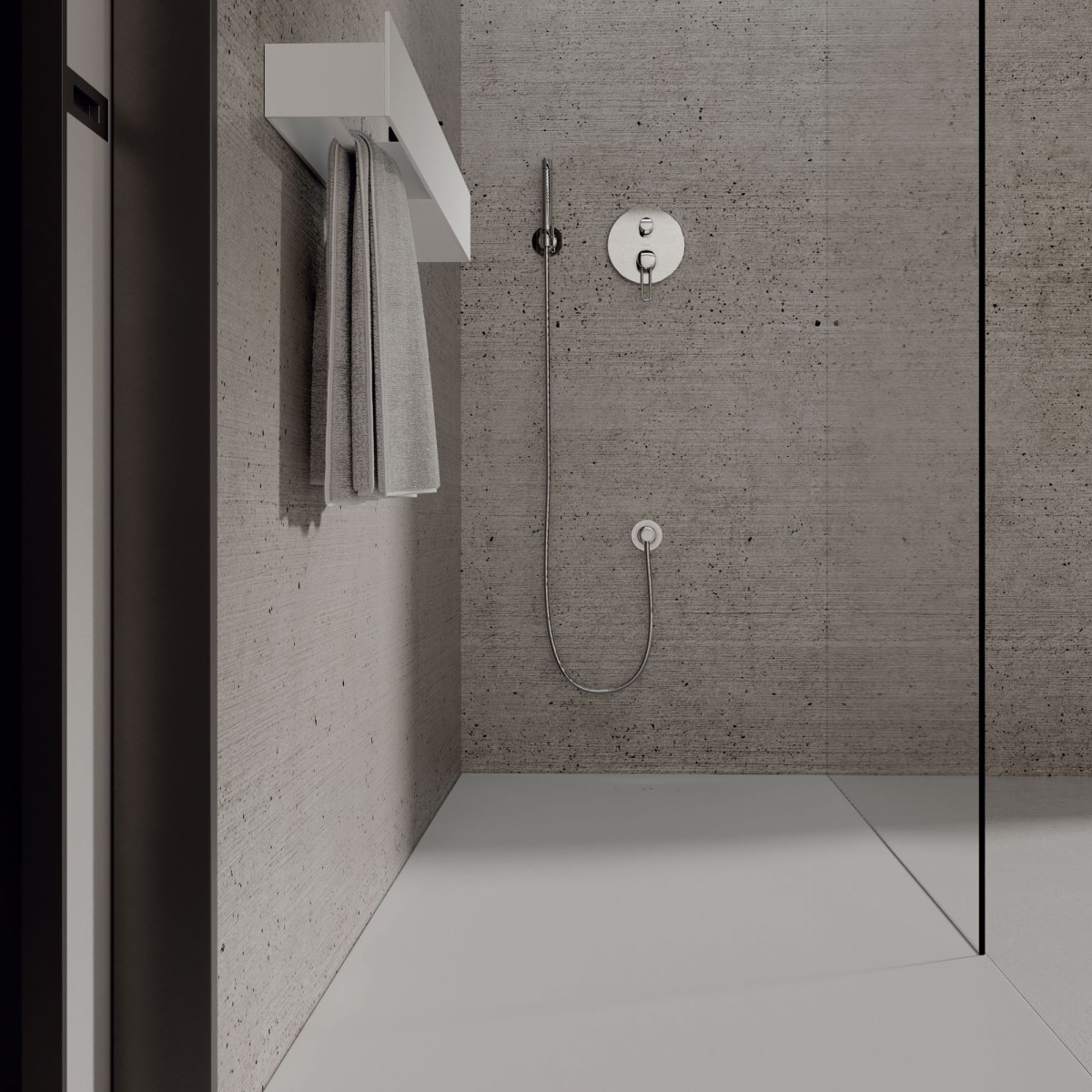Receveur de douche SOLIO en surface solide lisse blanche...