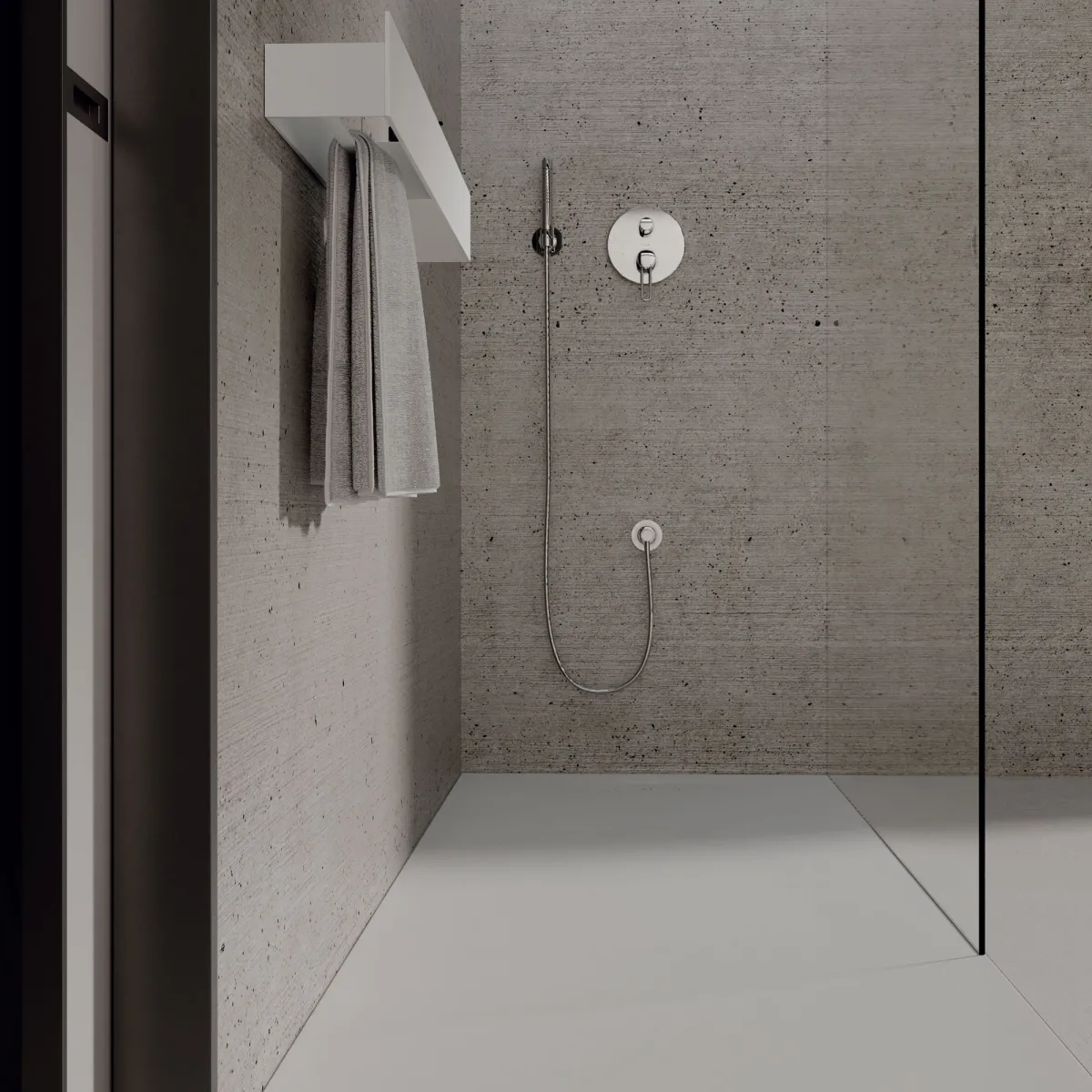 Receveur de douche SOLIO en surface solide lisse blanche...