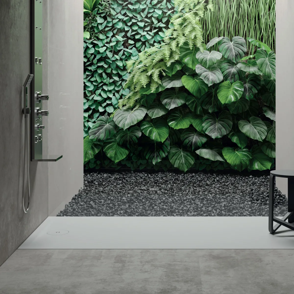 Receveur de douche SOLIO en surface solide lisse blanche...