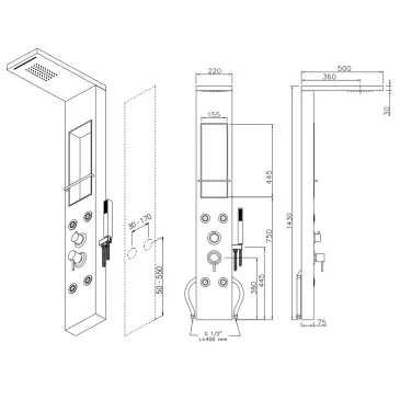 Panneau de douche cascade en acier inoxydable brossé CITY