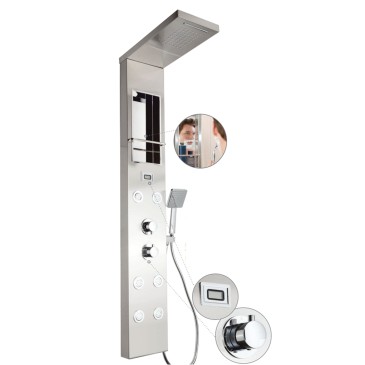 CITY PLUS Duschpaneel aus gebürstetem Edelstahl mit Hydromassagefunktion