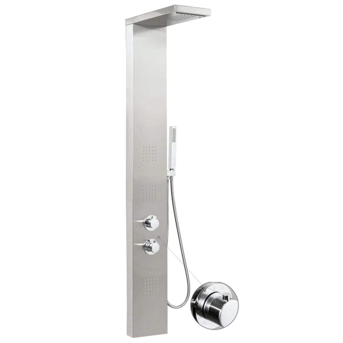 MANHATTAN PLUS Multi-Jet-Hydromassage-Duschpaneel aus gebürstetem Stahl