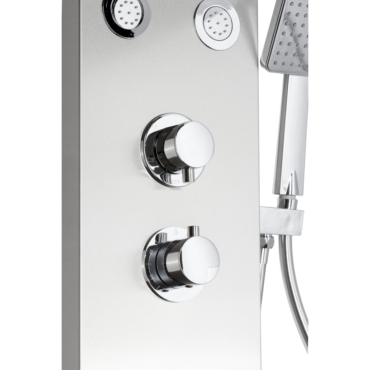 Panneau de douche hydromassage en acier inoxydable brossé...