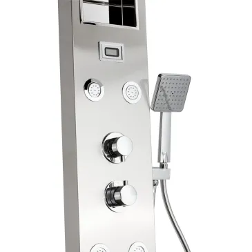 CITY PLUS Duschpaneel aus gebürstetem Edelstahl mit Hydromassagefunktion