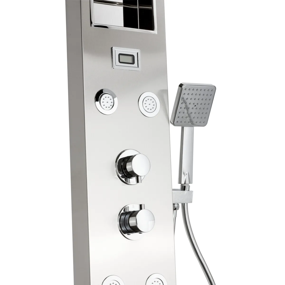 Panneau de douche hydromassage en acier inoxydable brossé...