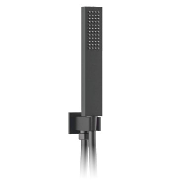 Ensemble pommeau de douche et support QUADRO BLACK avec raccord d'eau