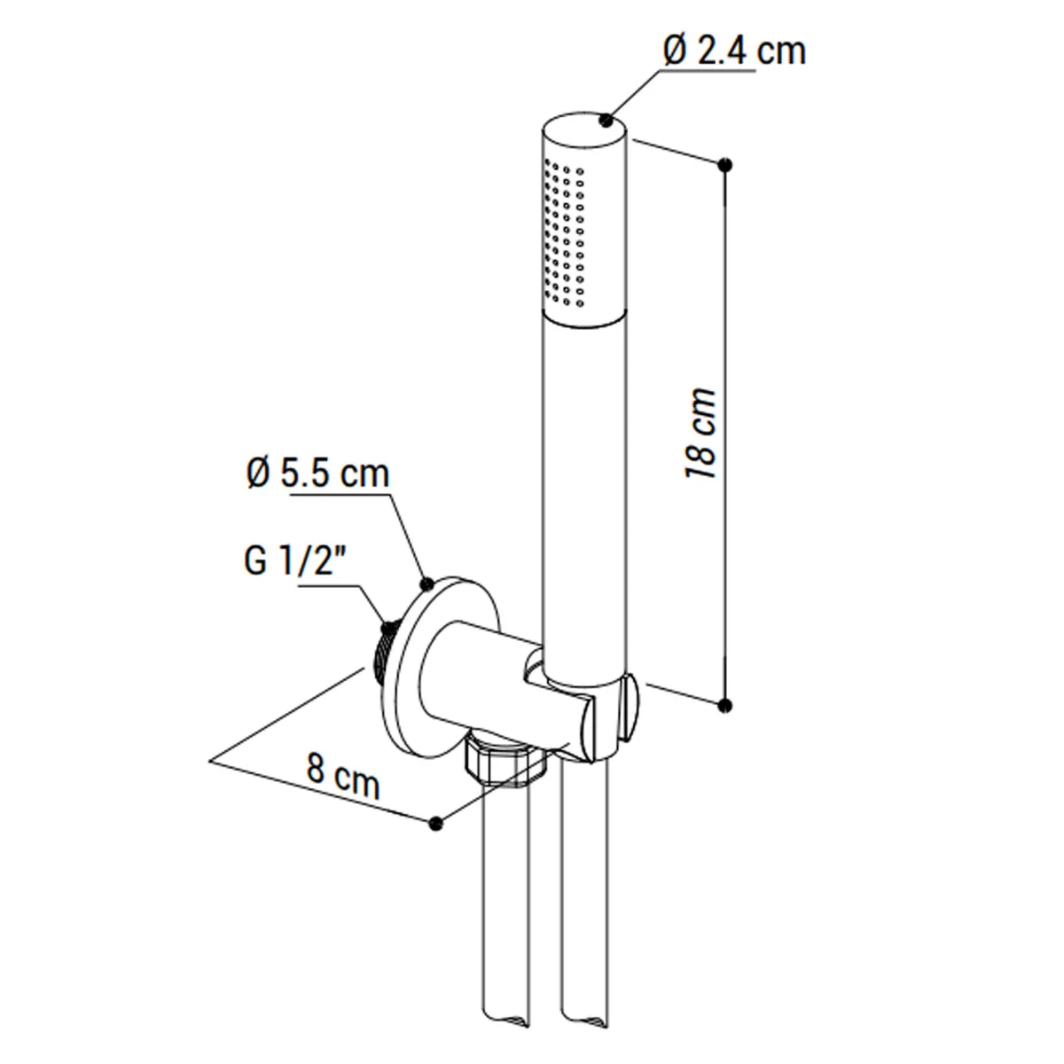 Ensemble pommeau de douche rond noir et support avec...