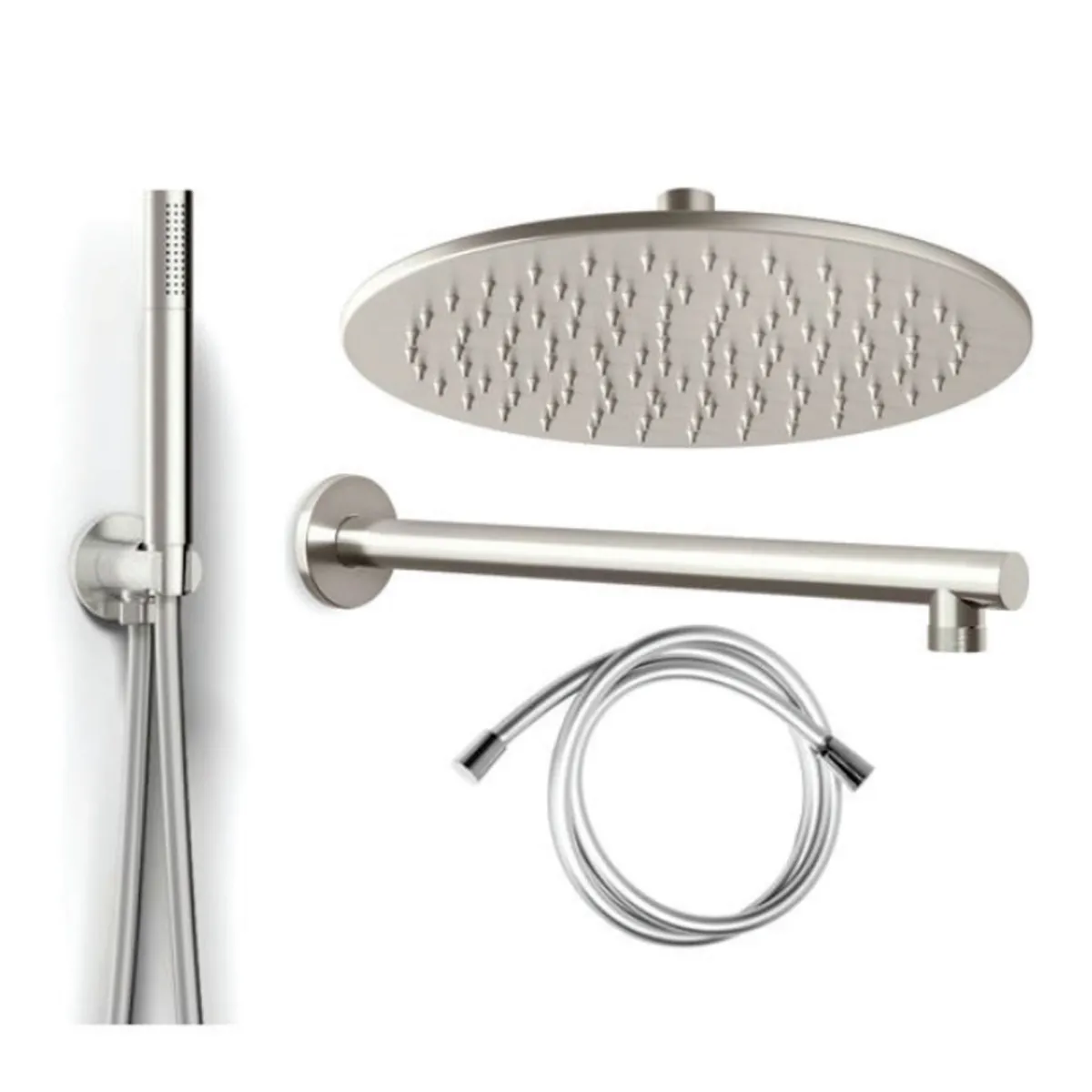 5-teiliges Duschset aus satingebürstetem Stahl. Jetzt kaufen