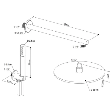 Satin Duschset, 5-teilig,...