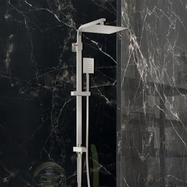 Saliscendi doccia satinata con soffione e doccetta senza miscelatore