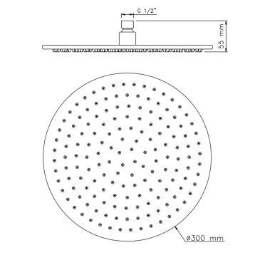 Pommeau de douche rond SEVEN en acier inoxydable chromé poli ø30