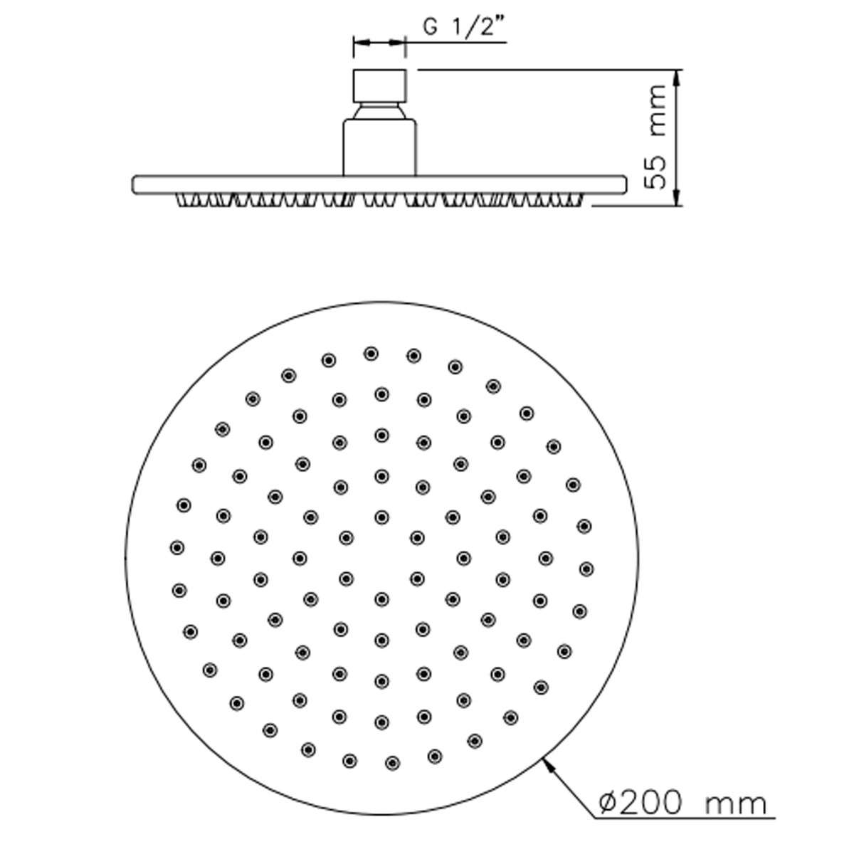Pommeau de douche rond chromé SEVEN de 20 cm en acier...