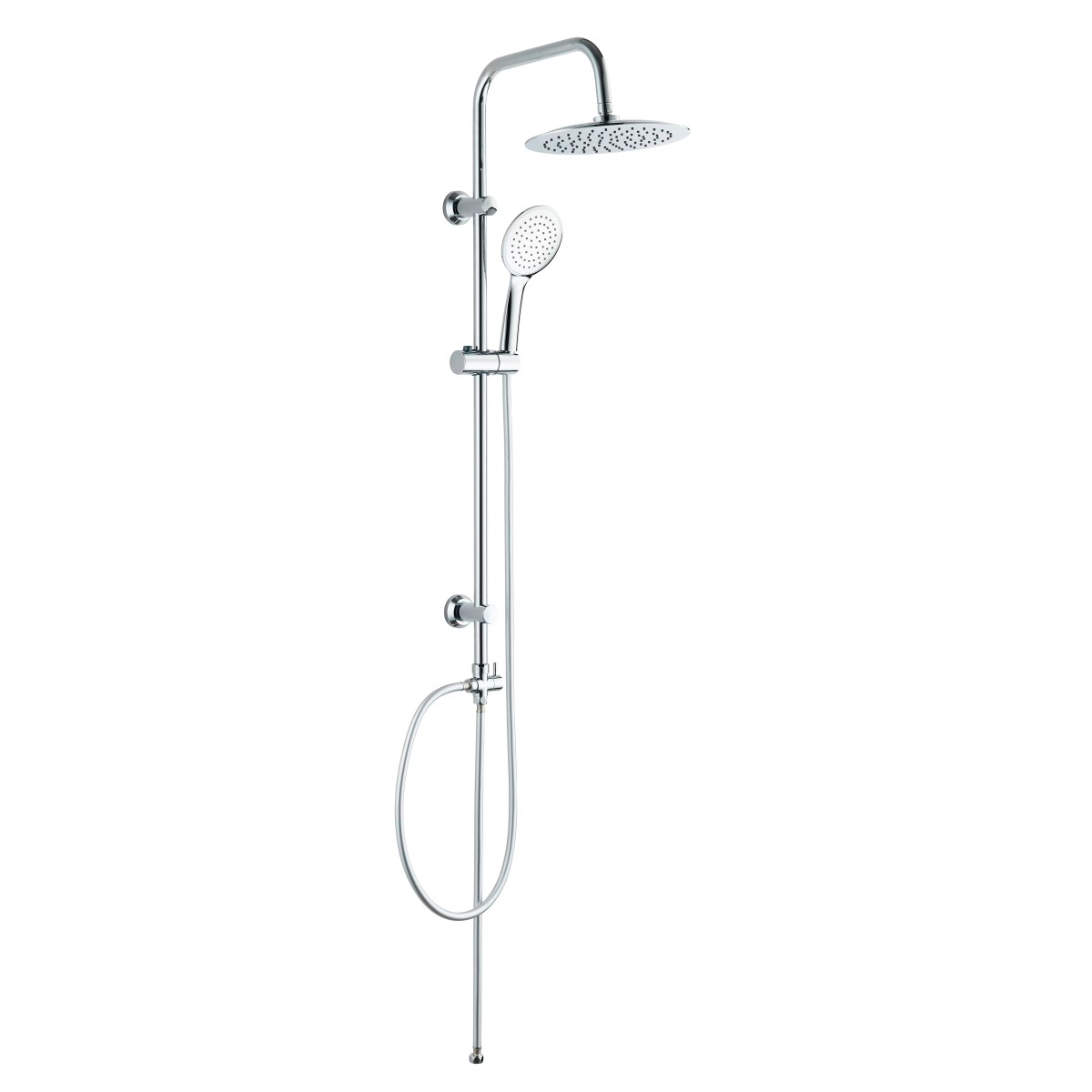 Moderne Duschsäule mit verchromtem ORION-Kopf und Handbrause