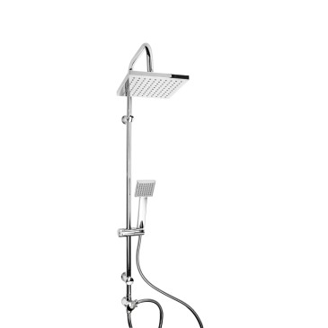 Barre de douche avec pommeau de douche 20x20 cm et douchette en acier et ABS