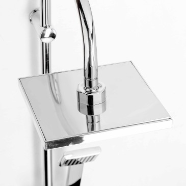 Barre de douche avec pommeau de douche 20x20 cm et douchette en acier et ABS