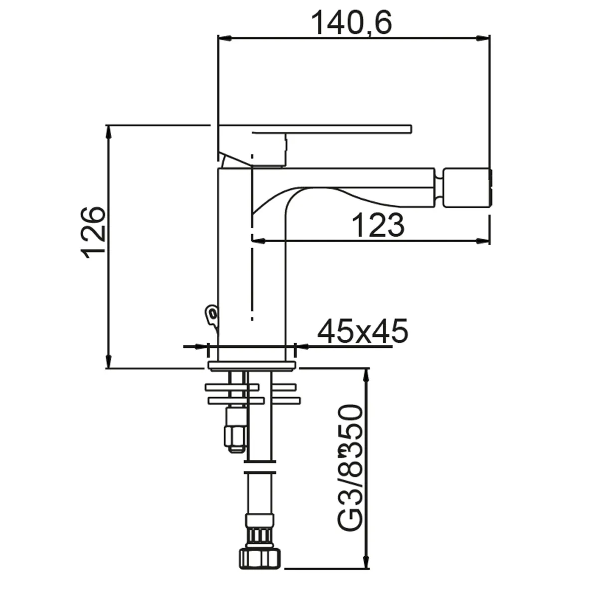 Miscelatore bidet cromato di design Alpha