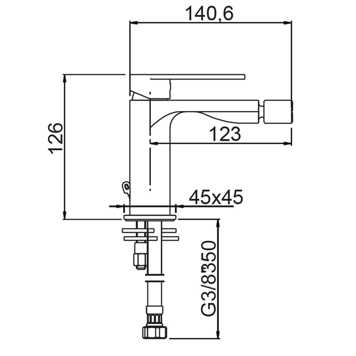 Mitigeur de bidet chromé Alpha Designer