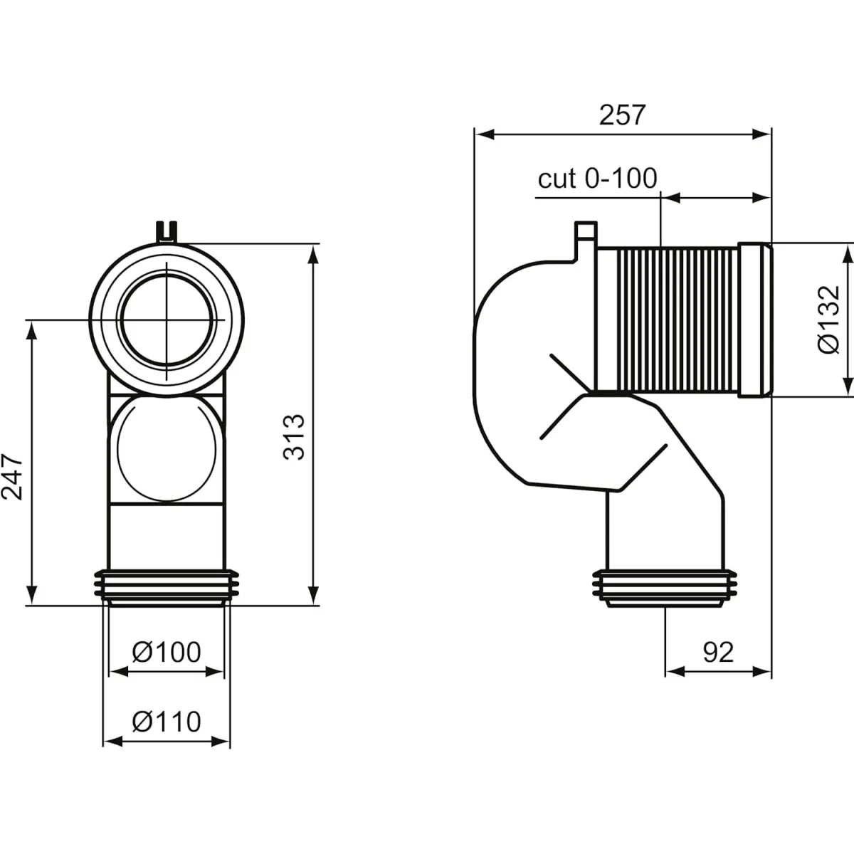 Courbe technique Ideal Standard pour toilettes...