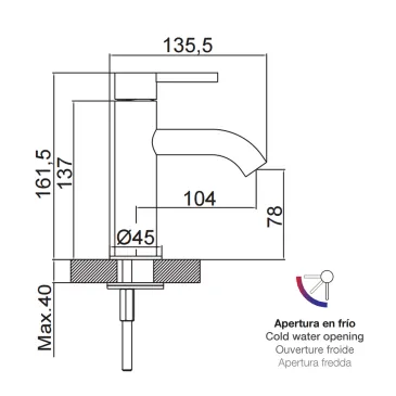 Mitigeur de lavabo chromé Water Saving Urban