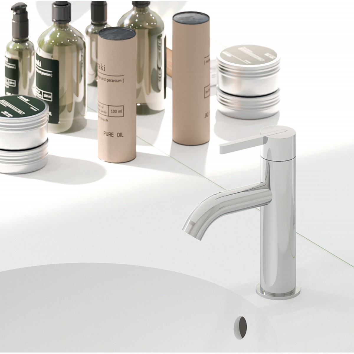 Mitigeur de lavabo chromé à économie d'eau urbain