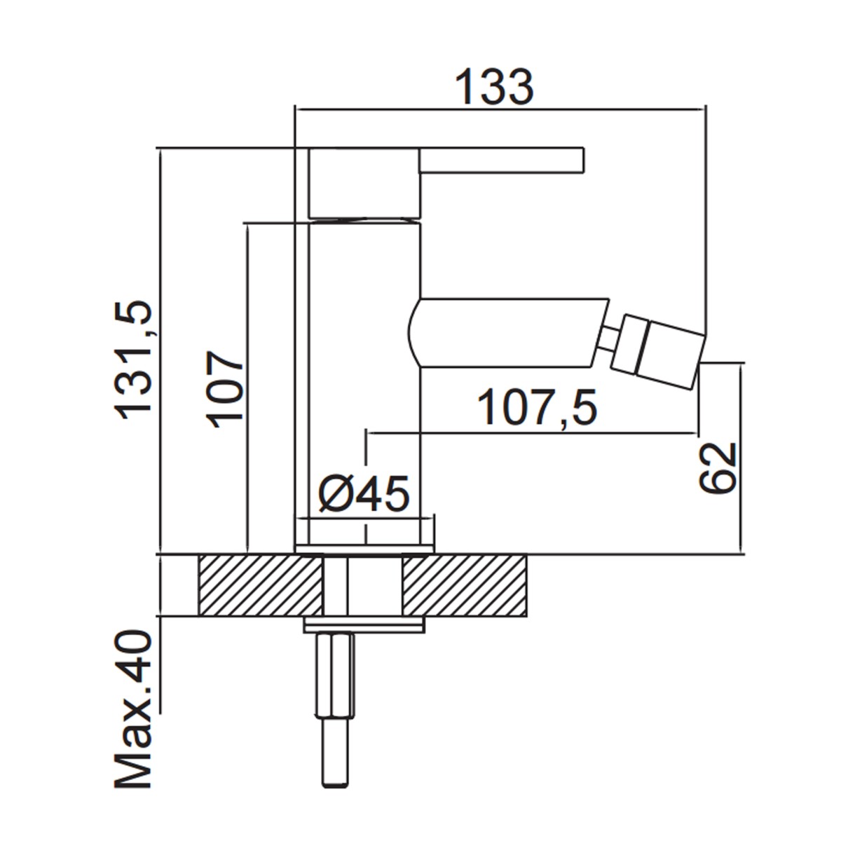 Urbaner wassersparender Bidet-Mixer aus Chrom
