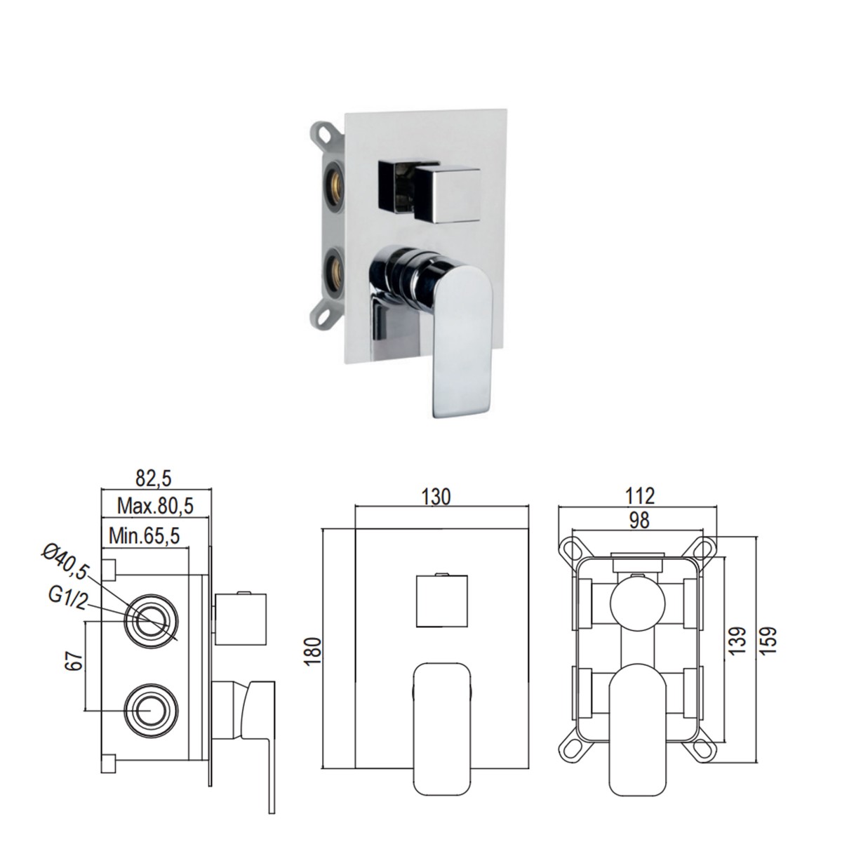 5-teiliges Einbau-Duschset, Mischbatterie,...