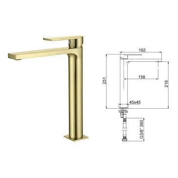 Mélangeur Alpha or avec finition PVD Olimpo Docce