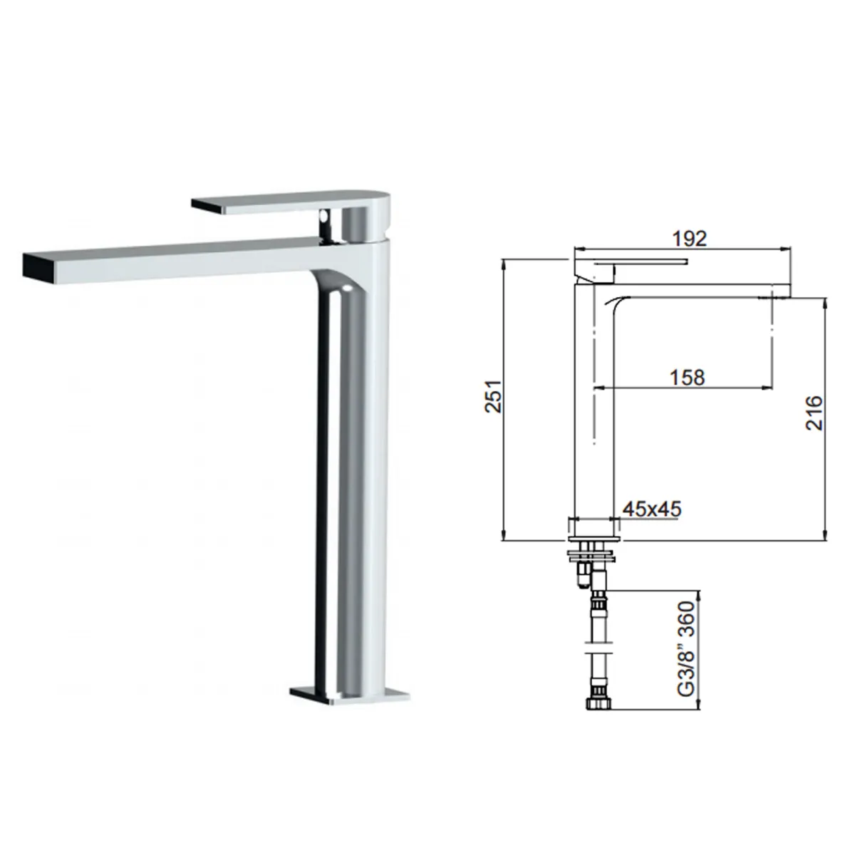 Rubinetto Lavabo Alto Alpha Cromo