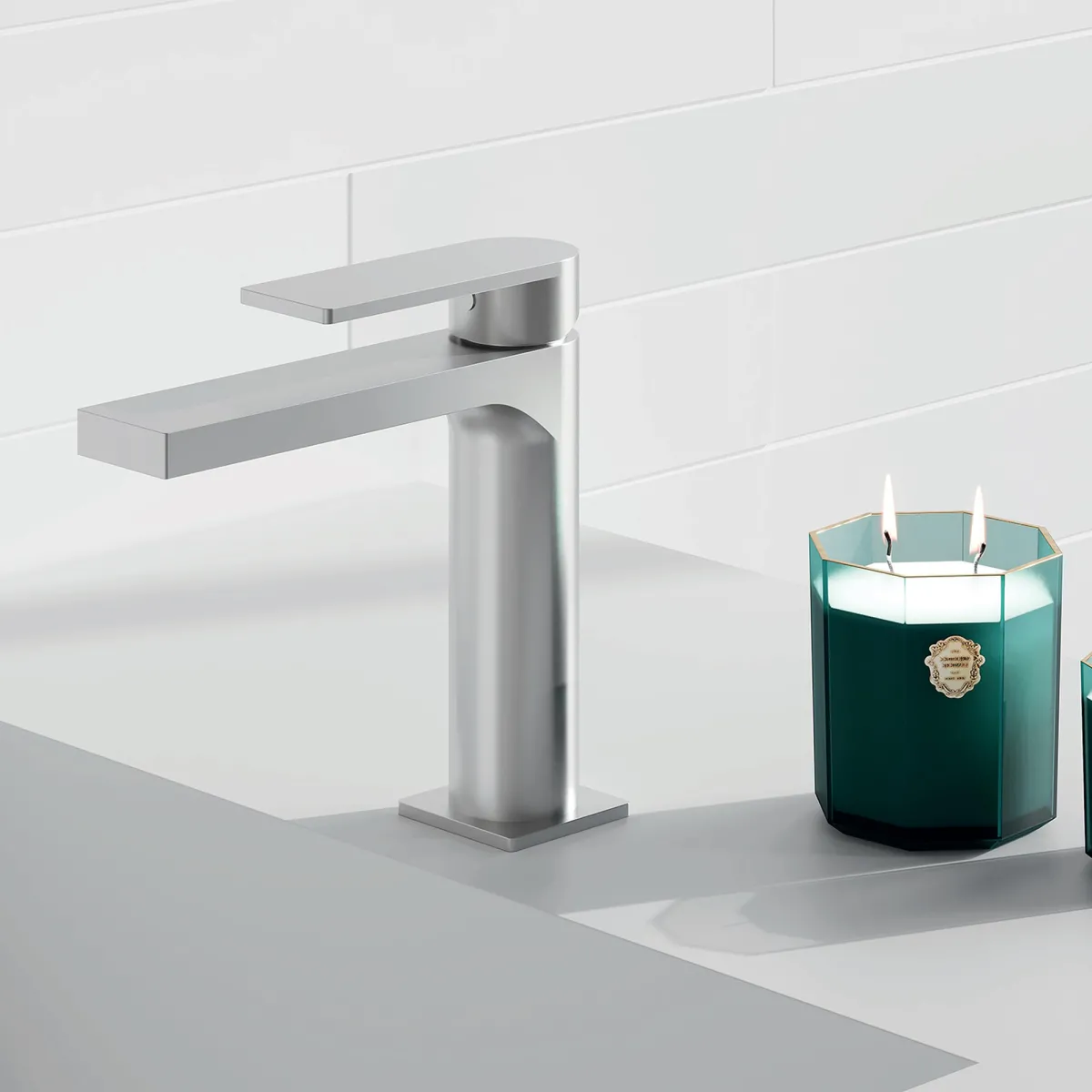 Mitigeur de lavabo Alpha avec finition PVD nickel satiné