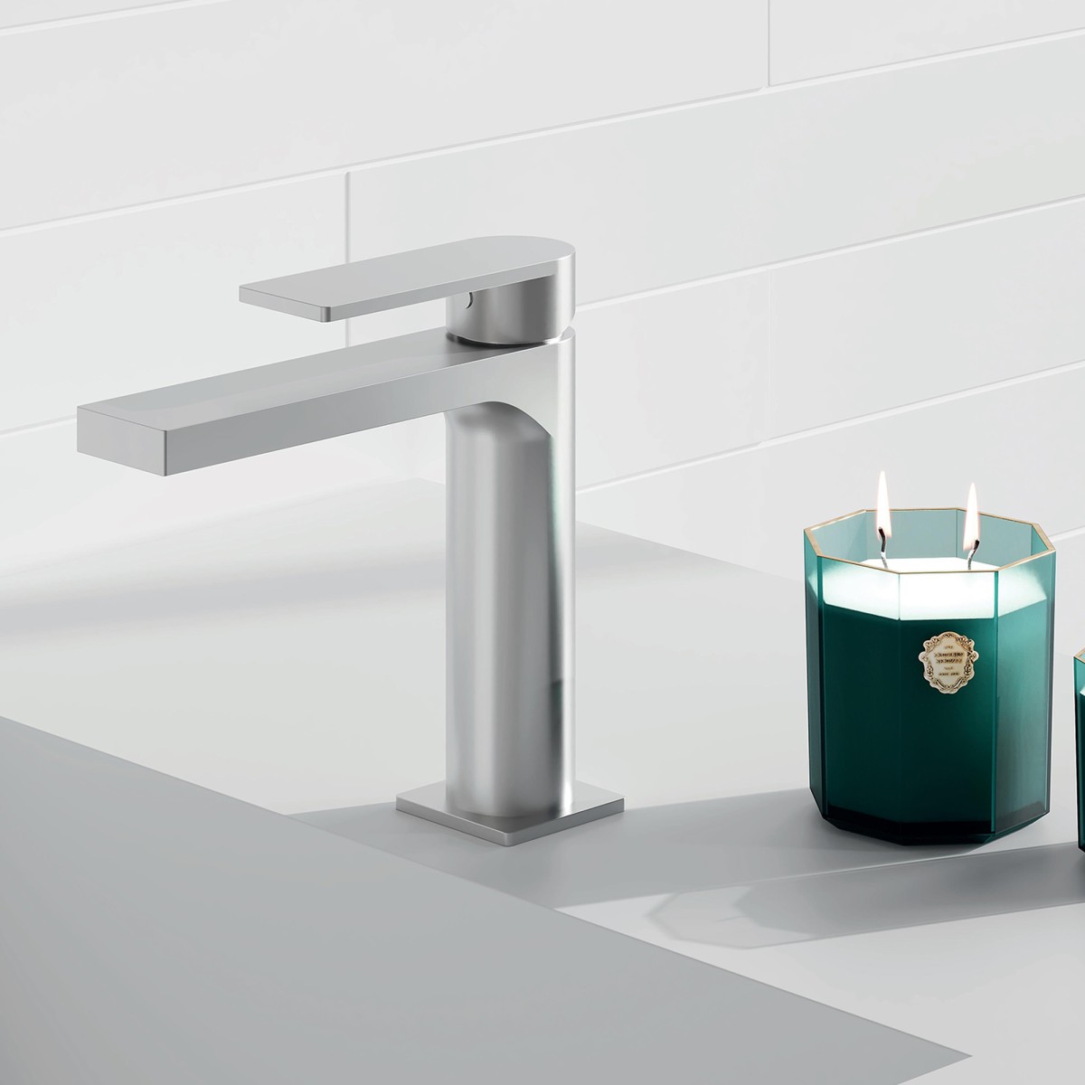 Alpha Waschtischarmatur mit satiniertem Nickel-PVD-Finish