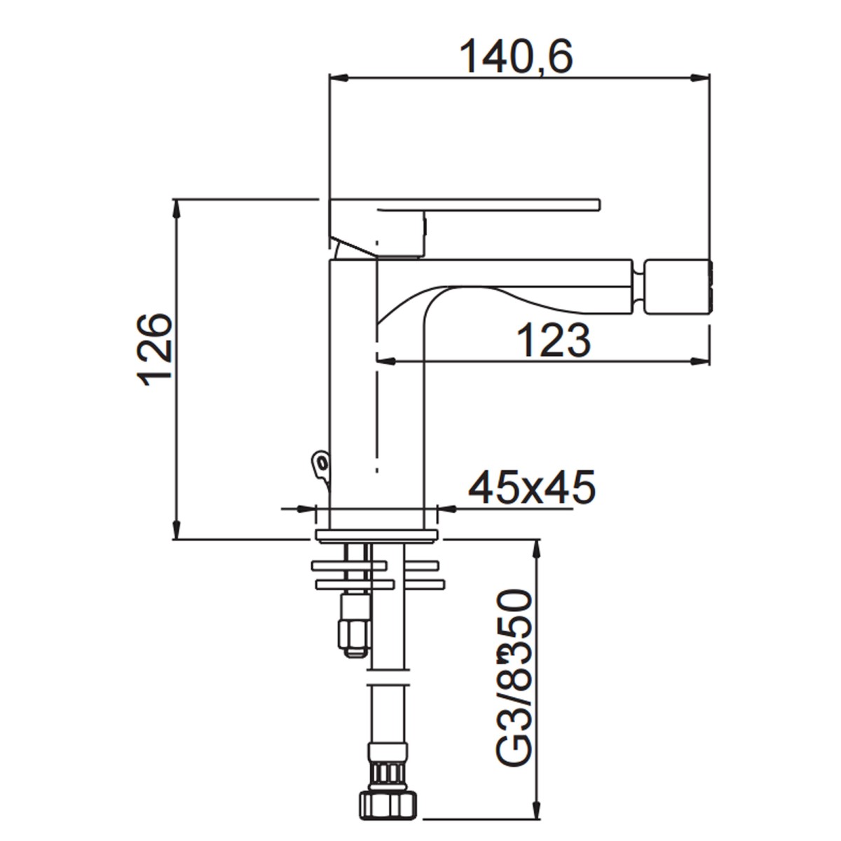 Mitigeur de bidet Alpha nickel pvd ALPHA