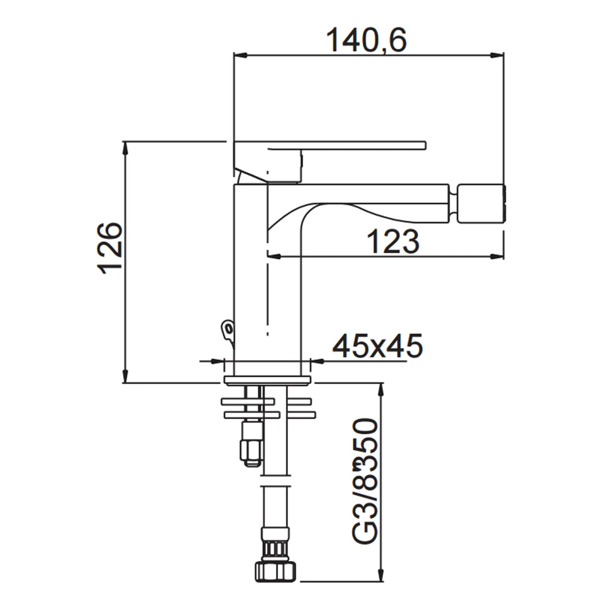 Mitigeur de bidet Alpha nickel pvd ALPHA