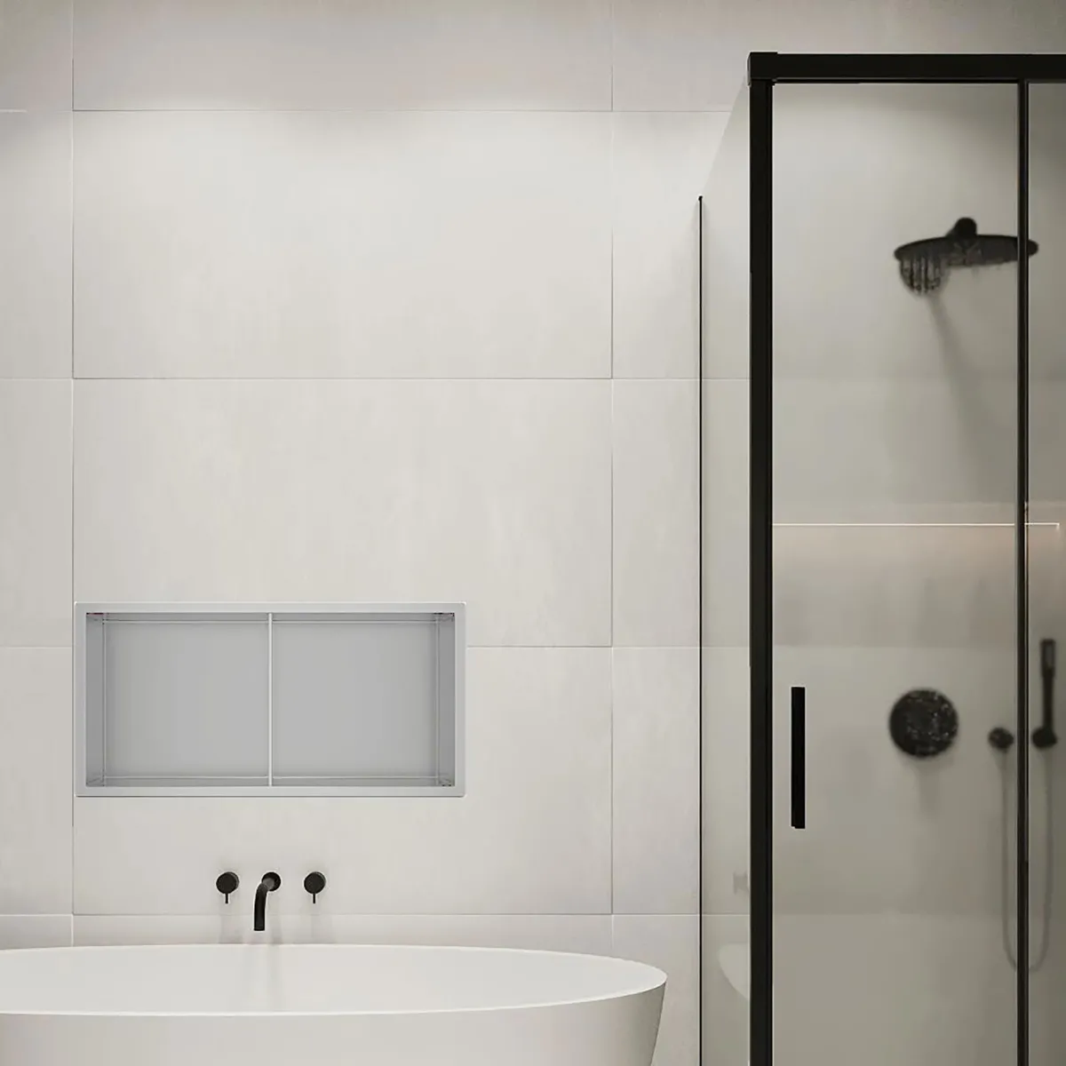 60x30 GLAMOUR Silber PVD Duschnische