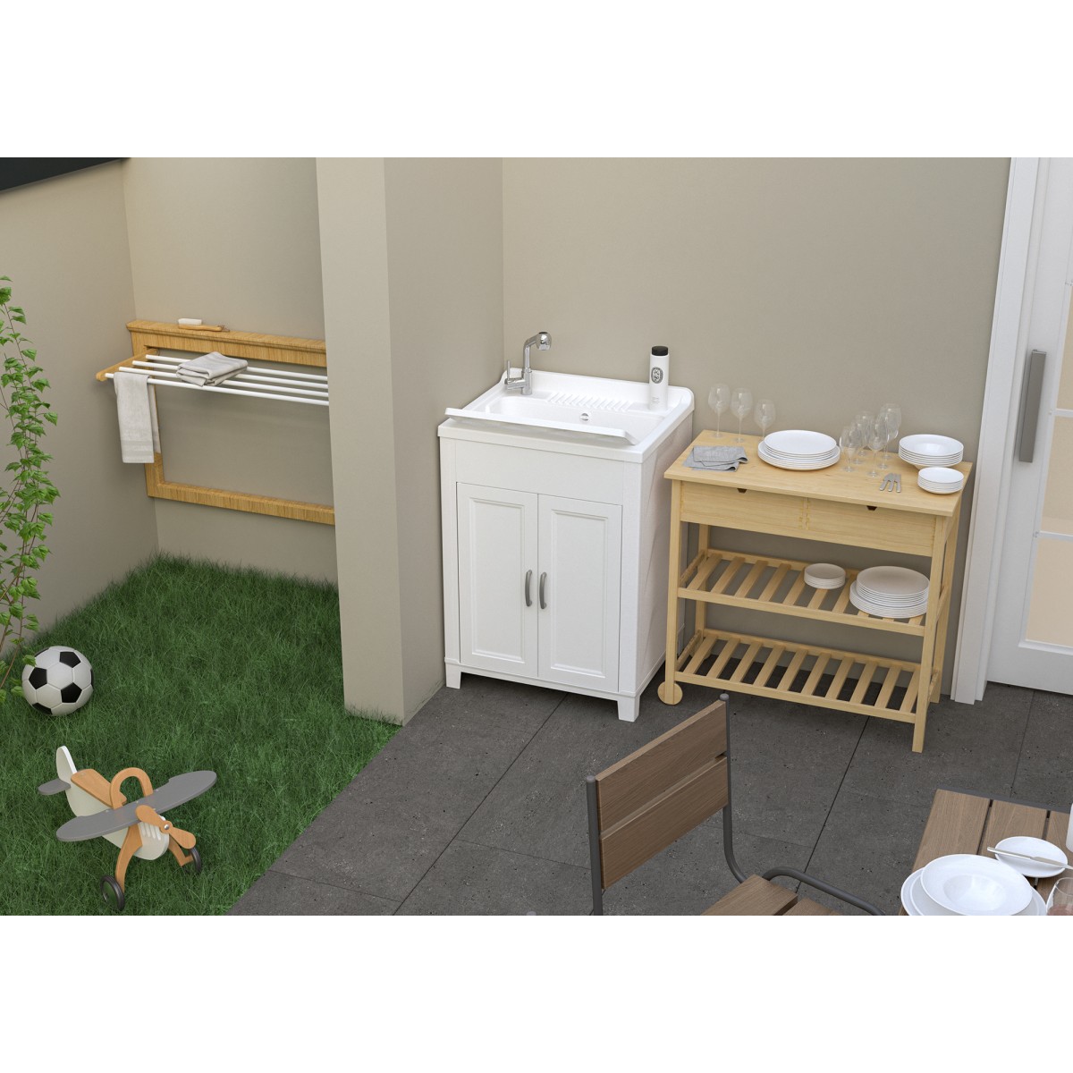 Lavabo en résine blanche 60x50