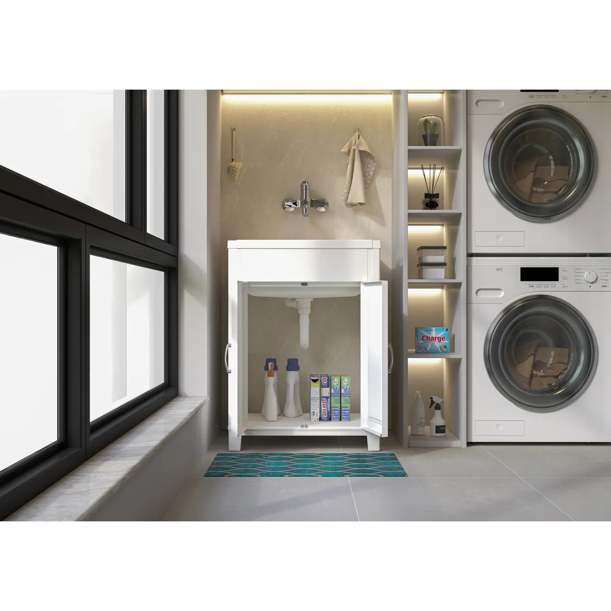 Lavatoio in resina 60x50 bianco