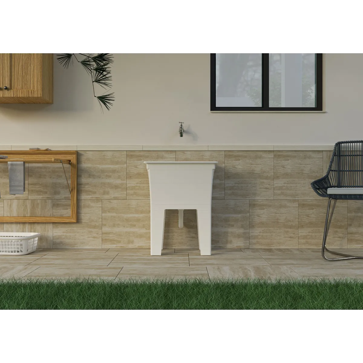 Meuble lavabo monobloc 59x41 cm