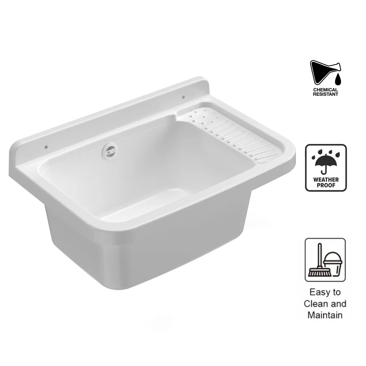 Lavabo mural en résine 50 x 32,5 cm